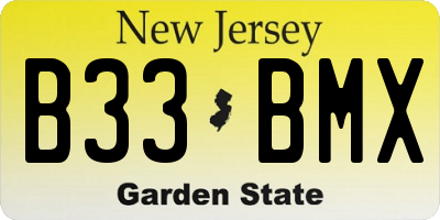 NJ license plate B33BMX