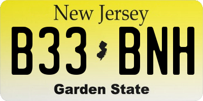 NJ license plate B33BNH