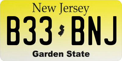 NJ license plate B33BNJ