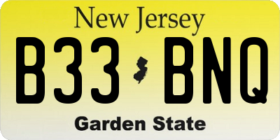 NJ license plate B33BNQ