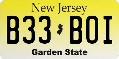 NJ license plate B33BOI
