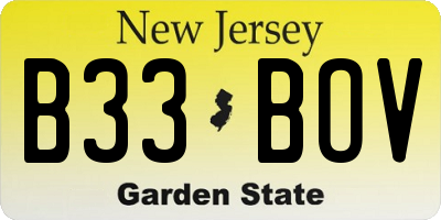 NJ license plate B33BOV