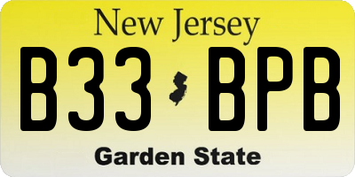 NJ license plate B33BPB