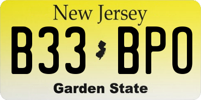 NJ license plate B33BPO