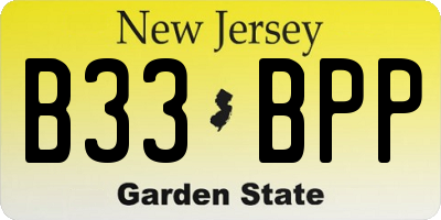 NJ license plate B33BPP