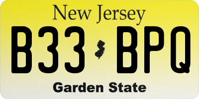 NJ license plate B33BPQ