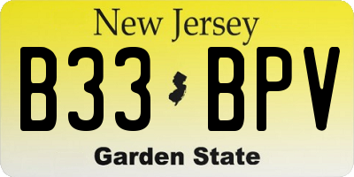 NJ license plate B33BPV