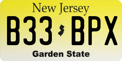 NJ license plate B33BPX
