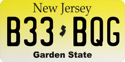 NJ license plate B33BQG