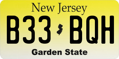 NJ license plate B33BQH
