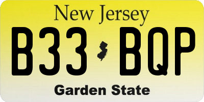NJ license plate B33BQP