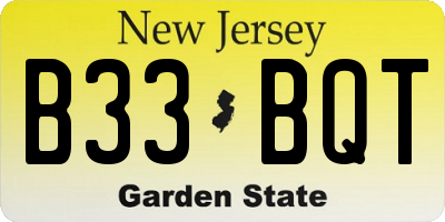 NJ license plate B33BQT