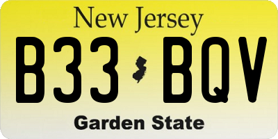 NJ license plate B33BQV