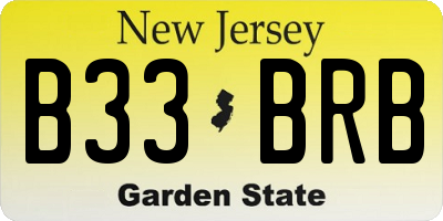 NJ license plate B33BRB