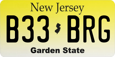 NJ license plate B33BRG