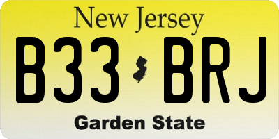 NJ license plate B33BRJ
