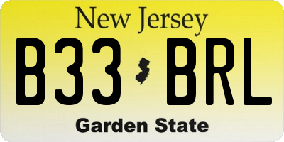 NJ license plate B33BRL
