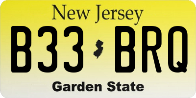NJ license plate B33BRQ