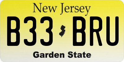NJ license plate B33BRU