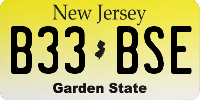 NJ license plate B33BSE