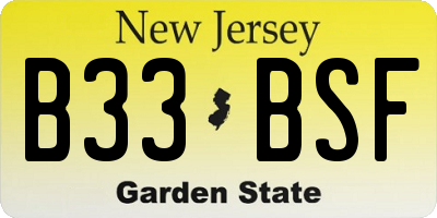 NJ license plate B33BSF
