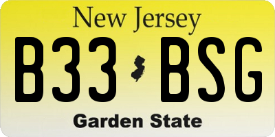 NJ license plate B33BSG