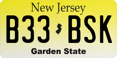 NJ license plate B33BSK