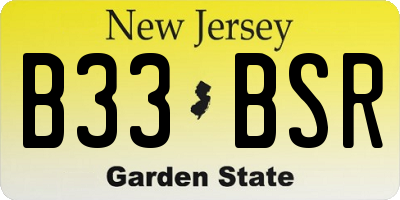 NJ license plate B33BSR