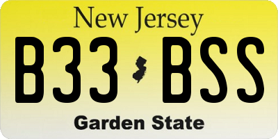 NJ license plate B33BSS