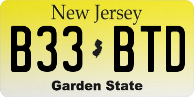 NJ license plate B33BTD