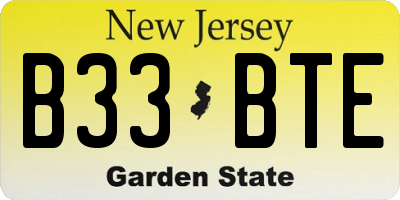 NJ license plate B33BTE