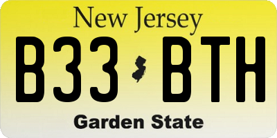 NJ license plate B33BTH