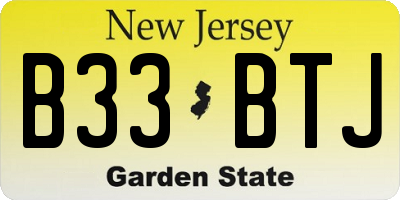 NJ license plate B33BTJ