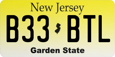 NJ license plate B33BTL