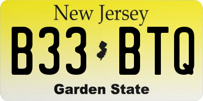 NJ license plate B33BTQ