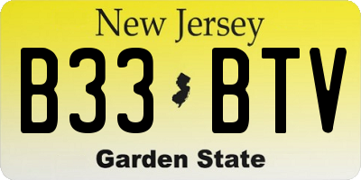NJ license plate B33BTV