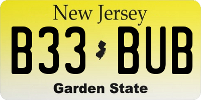 NJ license plate B33BUB