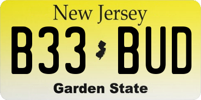 NJ license plate B33BUD