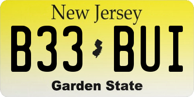 NJ license plate B33BUI