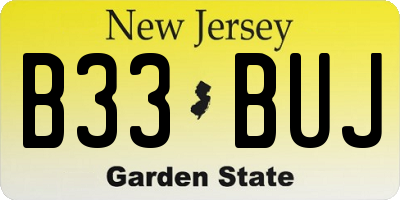 NJ license plate B33BUJ