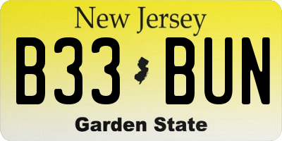 NJ license plate B33BUN