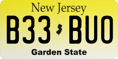 NJ license plate B33BUO