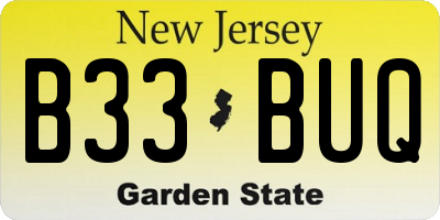 NJ license plate B33BUQ