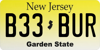 NJ license plate B33BUR