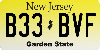 NJ license plate B33BVF