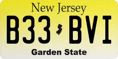 NJ license plate B33BVI