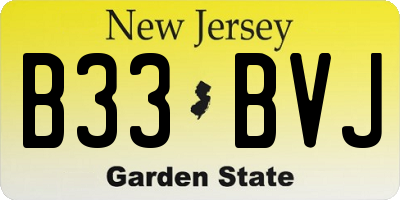 NJ license plate B33BVJ