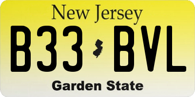 NJ license plate B33BVL