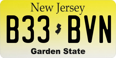 NJ license plate B33BVN