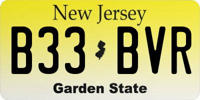 NJ license plate B33BVR
